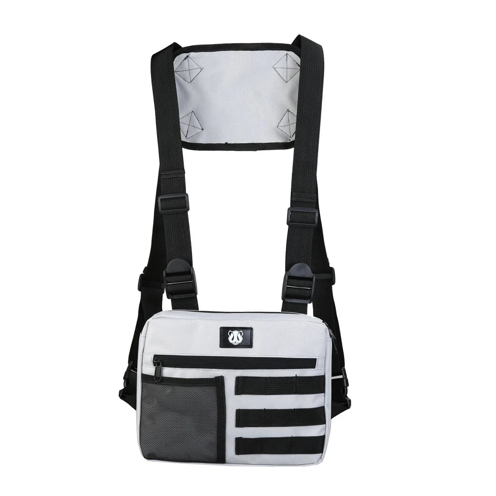 Men Chest-Rig Bag Anti-Theft Oxford Vest Chest Packs Adjustable Multifunctional Portable Lightweight for Hiking Mountaineering