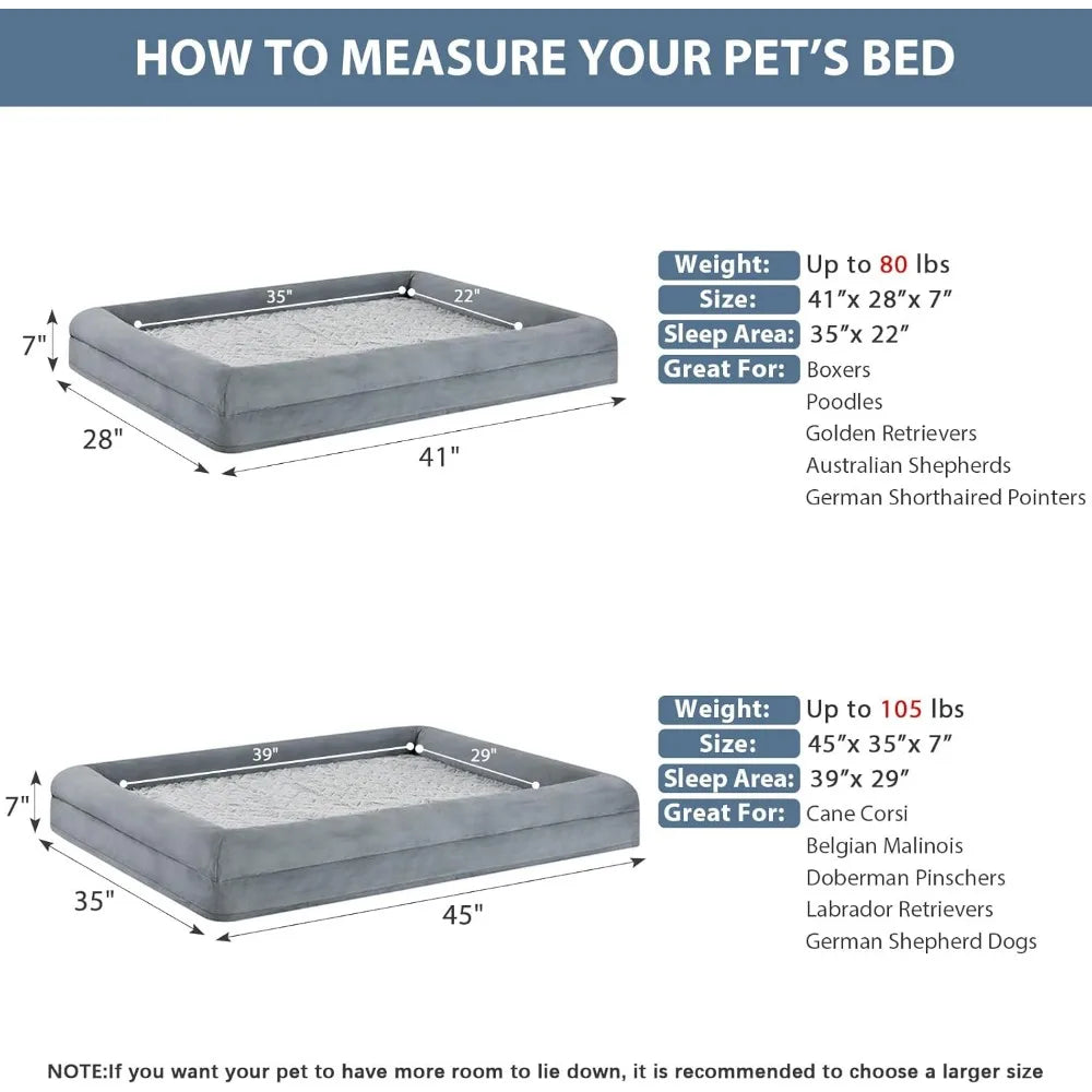 Extra Large Waterproof Dog Couch with Removable Washable Cover & Anti-Slip Bottom, XLwith Sides, Dog Beds