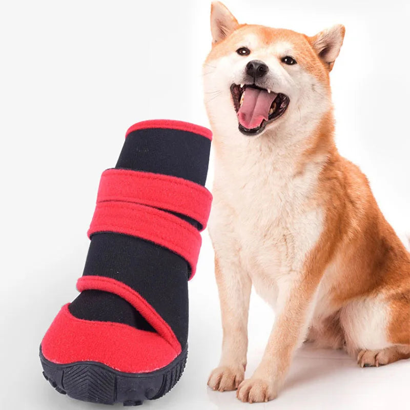 Dog Shoes Dog Booties Anti-Slip Sole Shoes for Small Large Dogs Outdoor Waterproof Rugged Dog Booties for Autumn and Winter 4pcs