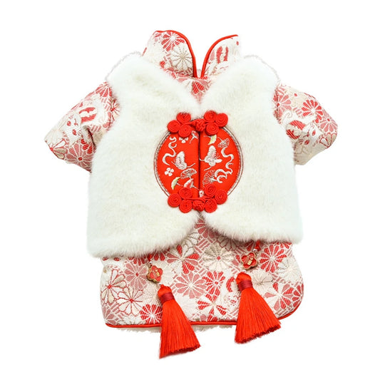 Pet Costume Chinese New Year Dog Clothes Outfit Tang Suit Cat Chihuahua Yorkie Poodle Bichon Schnauzer Dog Clothing Puppy Coat