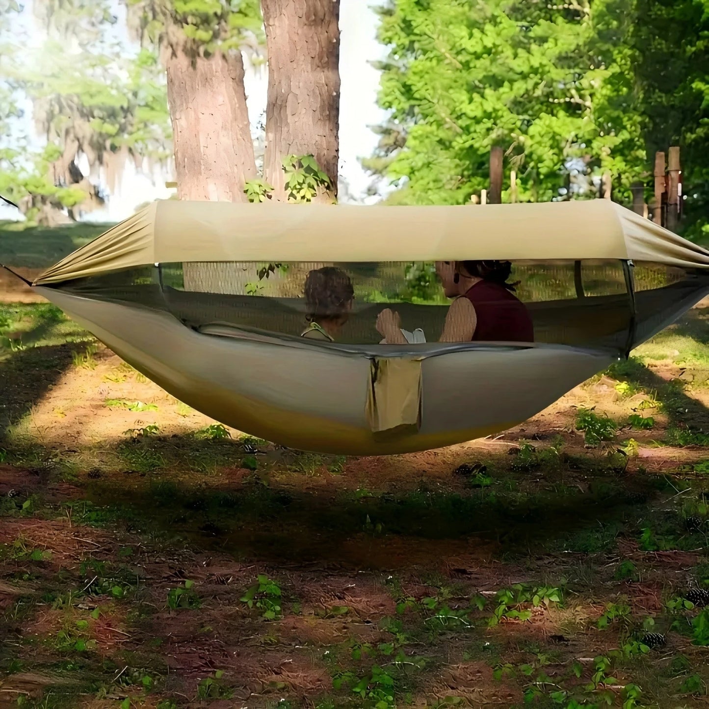 Portable Outdoor Camping Quick Open Mosquito Net Hammocks With Awning Travel Garden Sleeping Hanging Hammock Swing Nature Hike