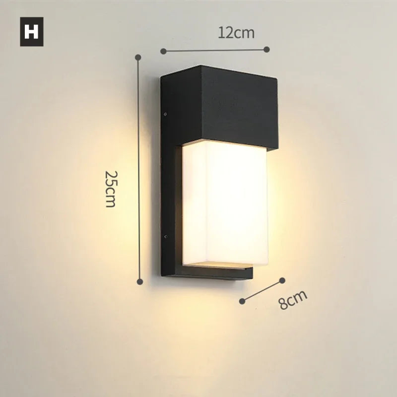 Outdoor E27 LED Aluminum Frame Wall Light 85-265V IP65 Waterproof Porch Lamp Garden Exterior Decor Sconce Lamp 12W 15W 20W 25W