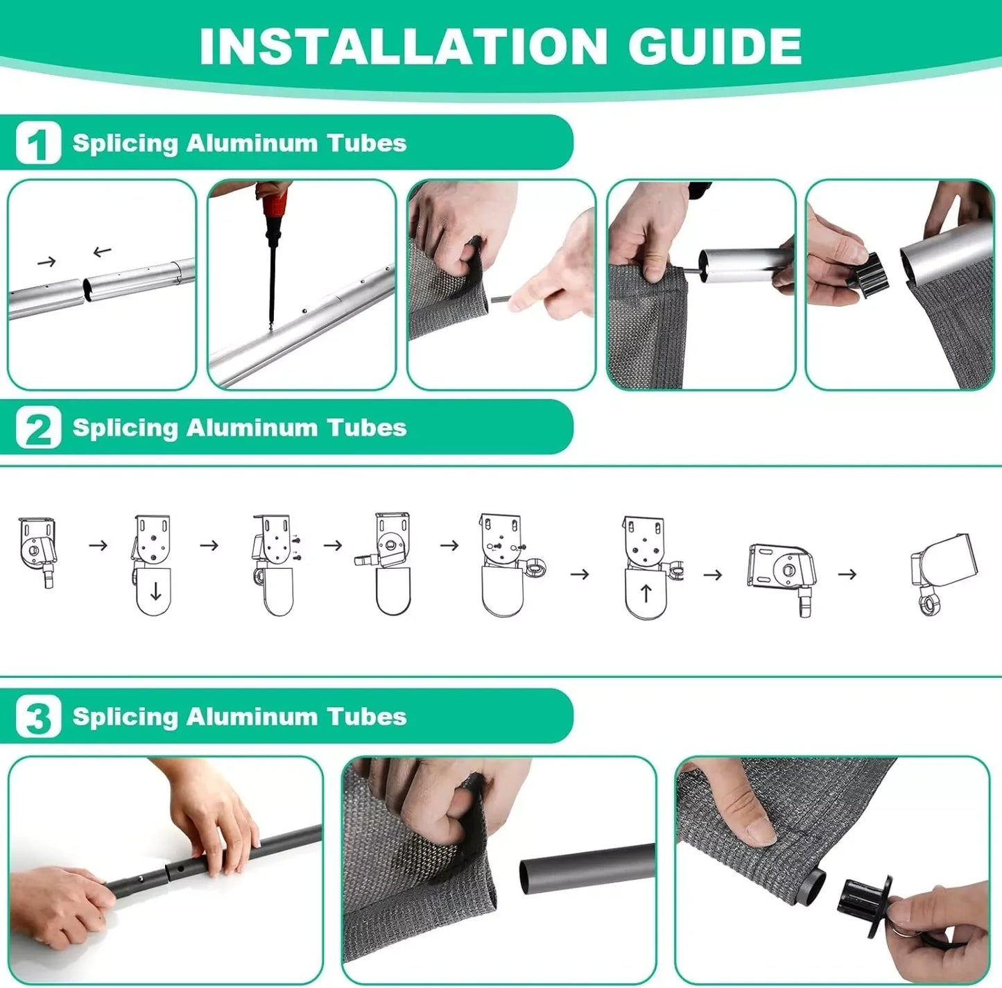 Outdoor Exterior Roller Shade, Cordless Roller Shade with 90% UV Protection, Roll Up Blinds, No Valance (240cm W x 240/180cm L)