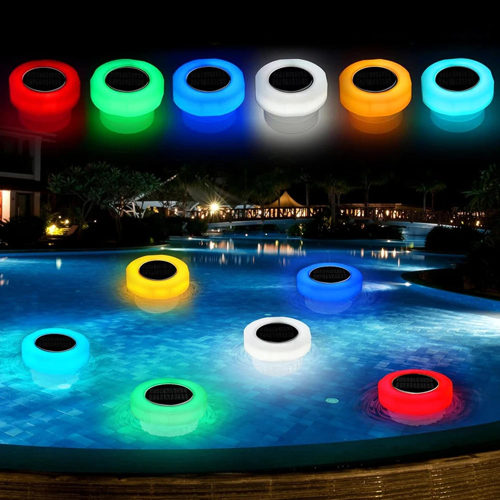 Solar Powered Floating Chlorine Dispenser with Colorful Light Pool Chlorine Tablet Dispenser IP68 Waterproof for Pool Hot Tub