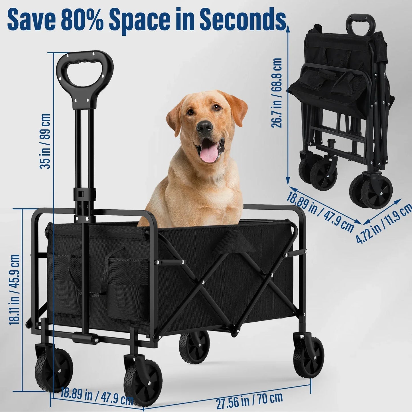 Outdoor Camping Handcart with Foldable Wheels: Portable Cargo Transport for Hiking, Camping, and Adventures – One-Hand Operation