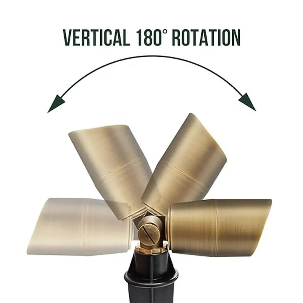 Compact Brass Outdoor Landscape Spot Light 12V AC/DC Waterproof Yard Garden House Tree Bright Warm White Glare Guard Spotlight