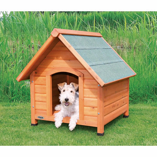 Cottage Weatherproof Outdoor Wooden Dog House Raised Floor for Small Dogs, Brown