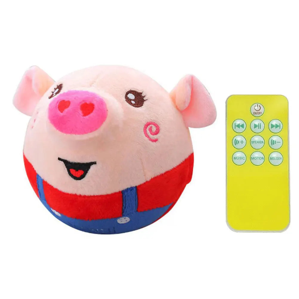 Cartoon Pig Active Moving Pet Plush Toy USB Rechargeable Interactive Dog Toys Talking Moving Dog Ball Toy