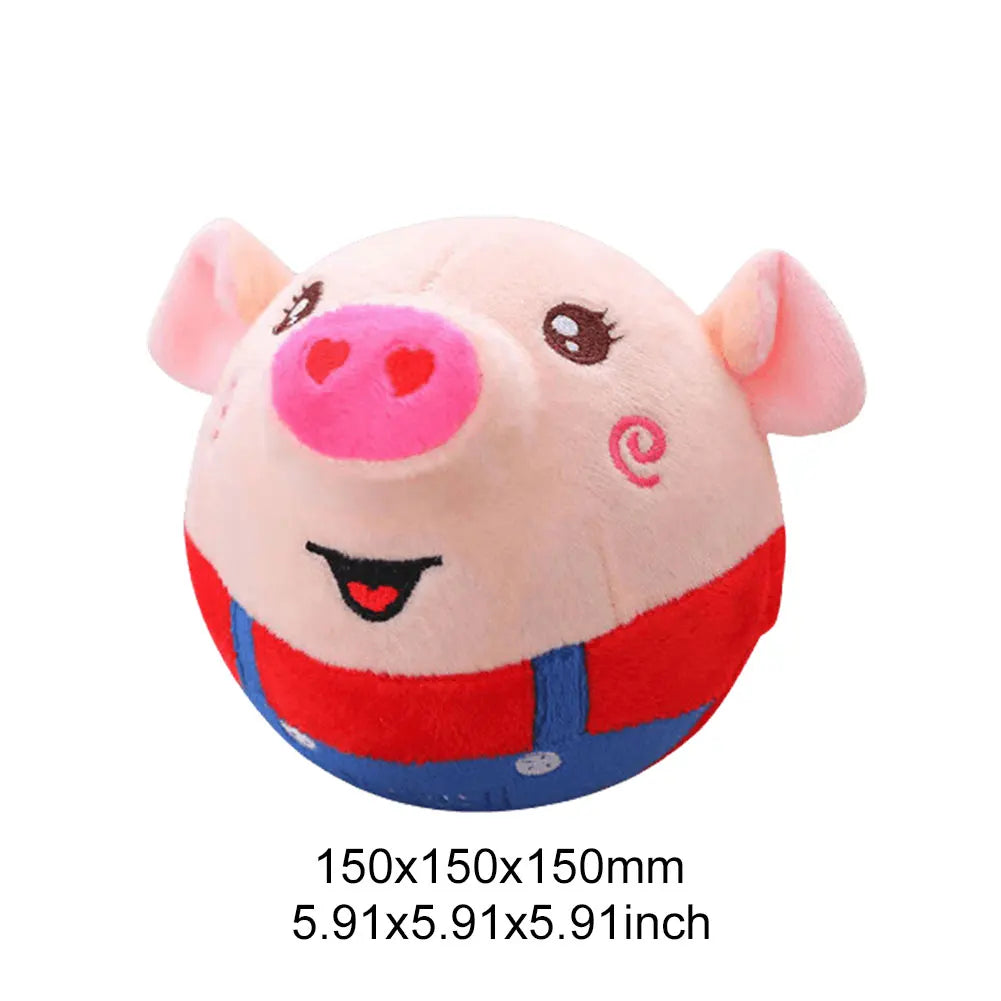 Cartoon Pig Active Moving Pet Plush Toy USB Rechargeable Interactive Dog Toys Talking Moving Dog Ball Toy