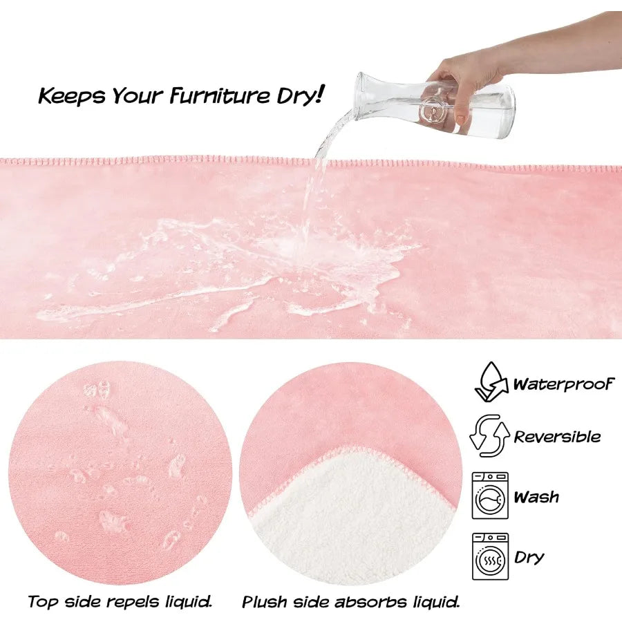 Waterproof Pet Blanket 50x60Inch Reversible Sherpa Fleece Throw for Couches Cars and Beds Protects Against Spills Stains and Fu