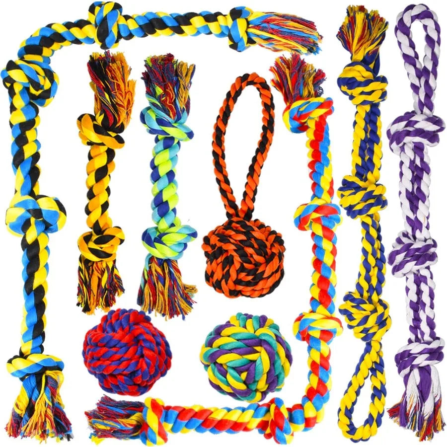 Large Tough Chew Toys for Aggressive Chewers Large Breed Heavy Duty Dental Rope Toys Kit for Medium Dogs 5 Knots Indestructible