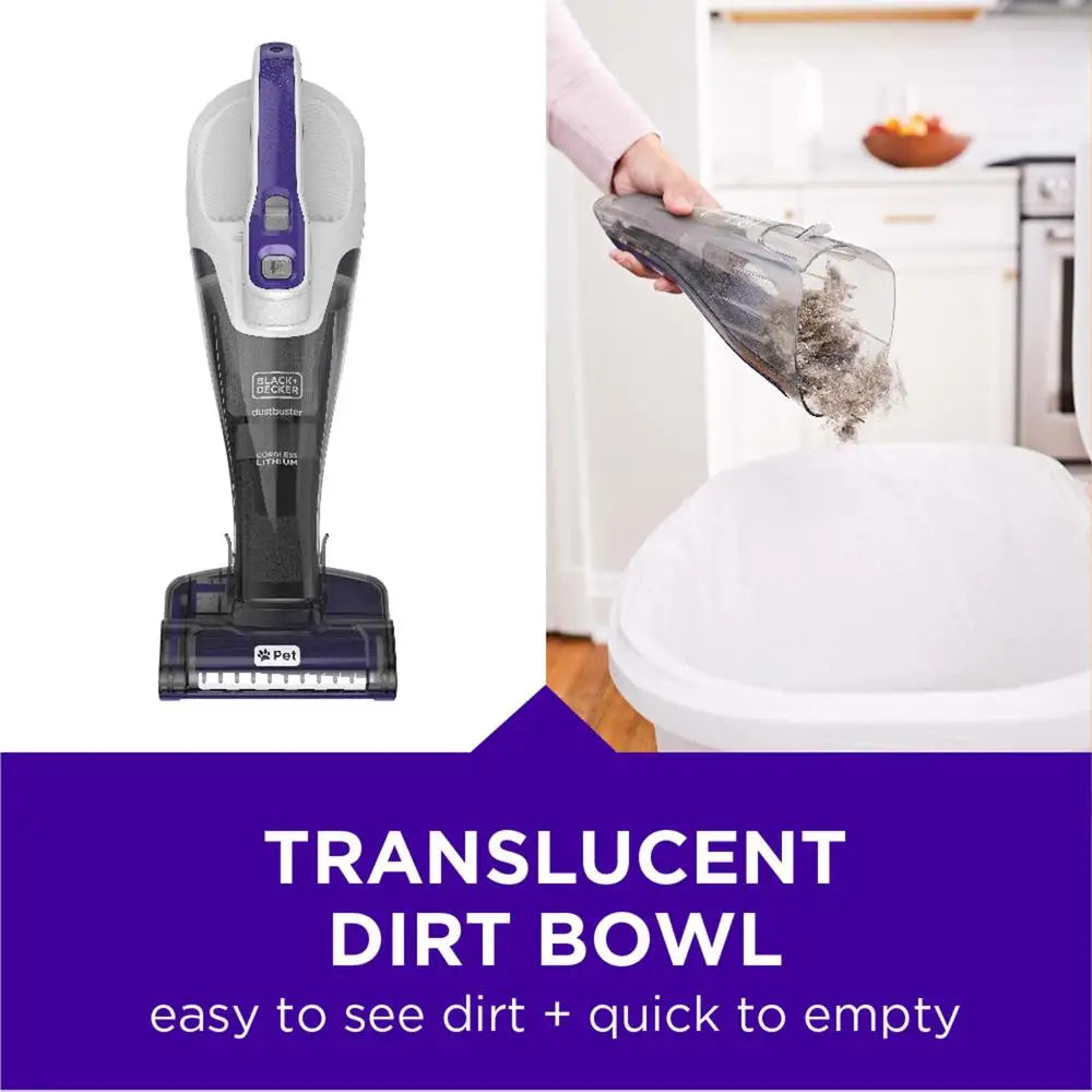 Cordless Handheld Vacuum Motorized Upholstery Brush Pet Hair Remover Lightweight Portable Strong Suction Multi-Surface Cleaning
