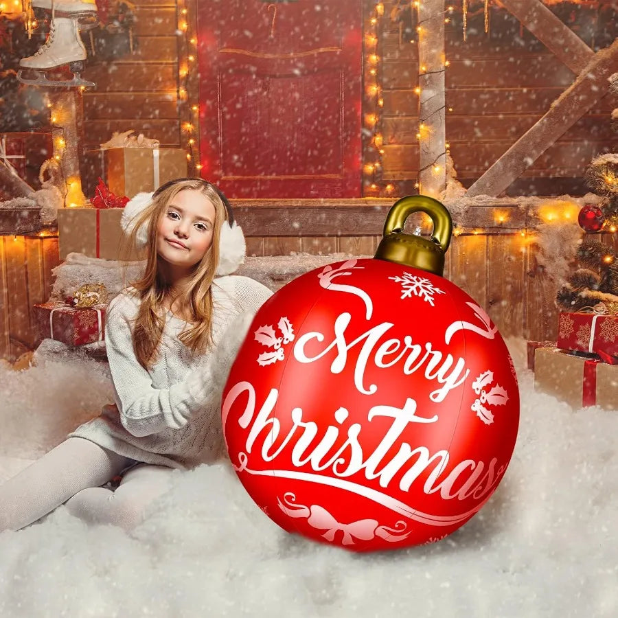 3 Pcs 32 Giant Inflatable Christmas Ball PVC Inflatable Decorated Ball Large Holiday Inflatables Outdoor Decorations for Winter