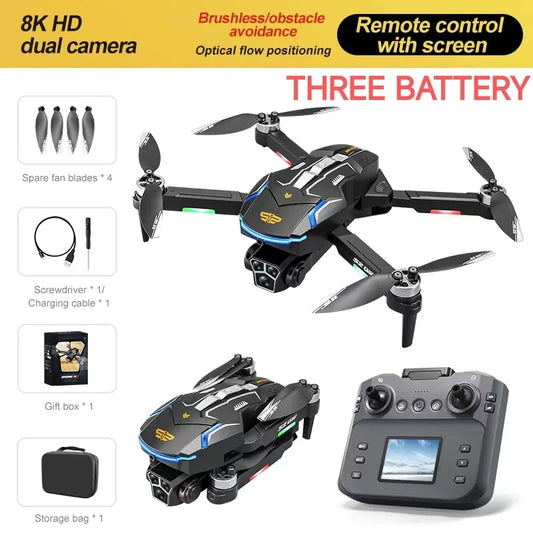 2025 New S2 Max Drone Professional 8K HD Dual Camera Obstacle Avoidance Foldable Quadcopter Drone With Screen Remote Contro