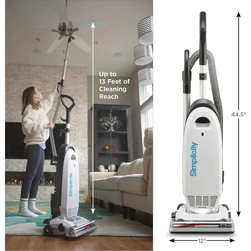 Allergy Upright Bagged Vacuum with HEPA Filter Pet Hair Remover Lightweight Cleaning Tools Telescopic Wand Dusting Brush