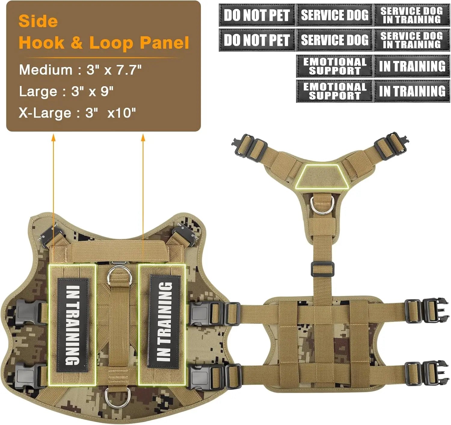 Service Dog Vest Harnfor Medium Dog, Tactical Working MOLLE Vest with 10 Pet Patches, No Pull Heavy - Quick and EZ Shop