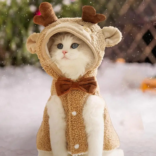 Pet Christmas Costumes Pet Party Cosplay Dress Winter Warm Pet Party Cosplay Dress Cat Dog Christmas Cape With Cute Cartoon Hat