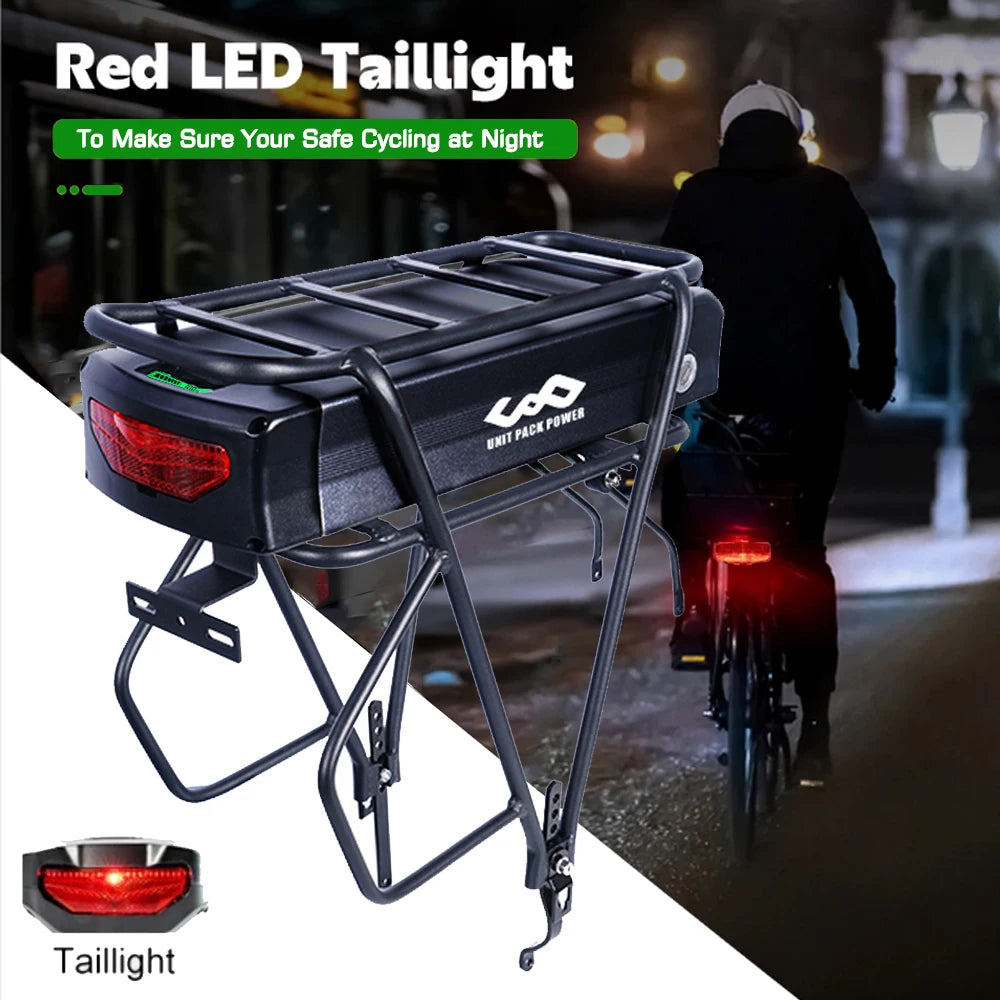 Rear Rack eBike Battery 21700 18650 52V 48V 28Ah 24Ah 20Ah With Double Luggage for 2000W 1500W 1000W 750W 500W 24"-28 inch Motor