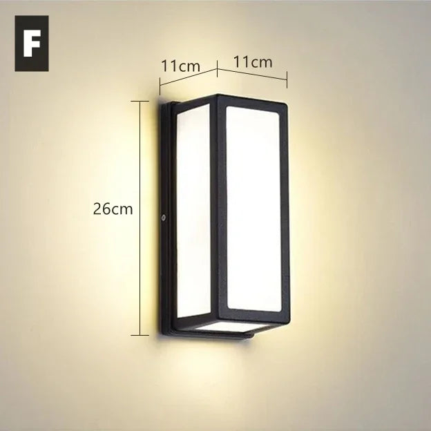 Outdoor E27 LED Aluminum Frame Wall Light 85-265V IP65 Waterproof Porch Lamp Garden Exterior Decor Sconce Lamp 12W 15W 20W 25W