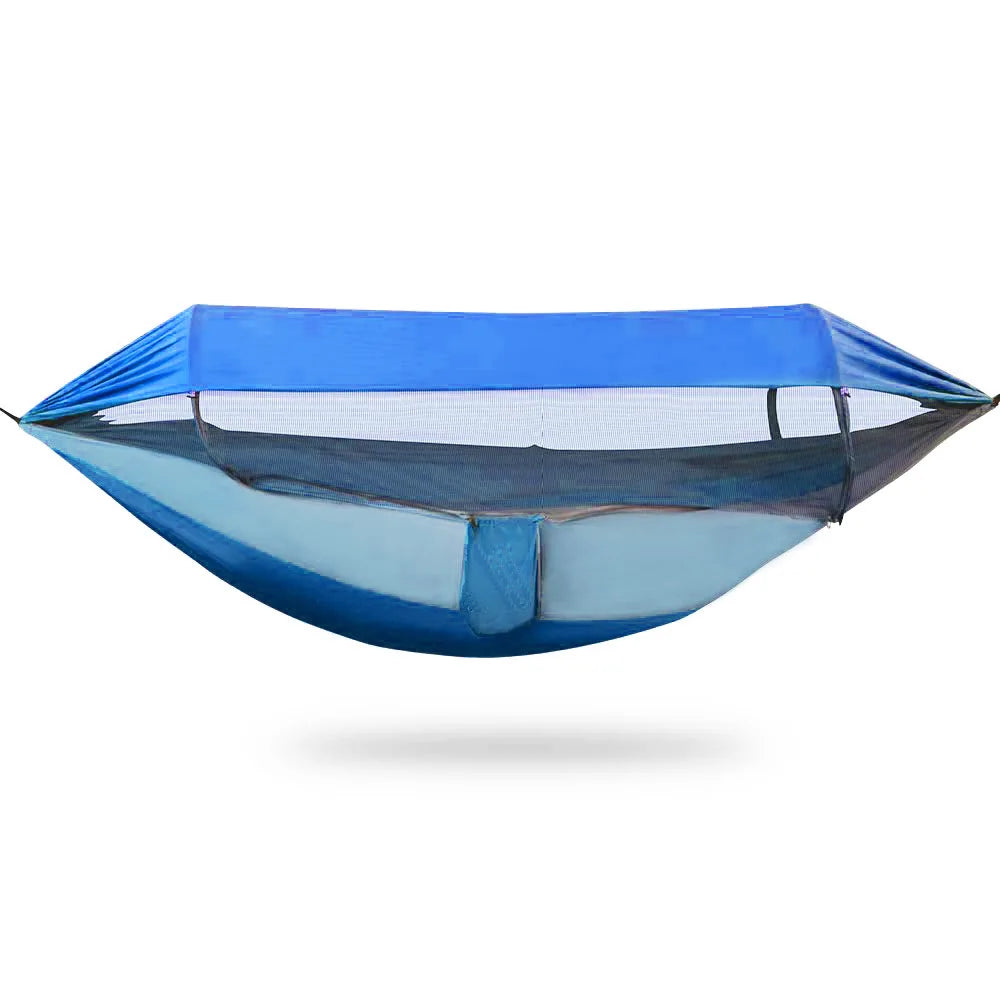 Portable Outdoor Camping Quick Open Mosquito Net Hammocks With Awning Travel Garden Sleeping Hanging Hammock Swing Nature Hike
