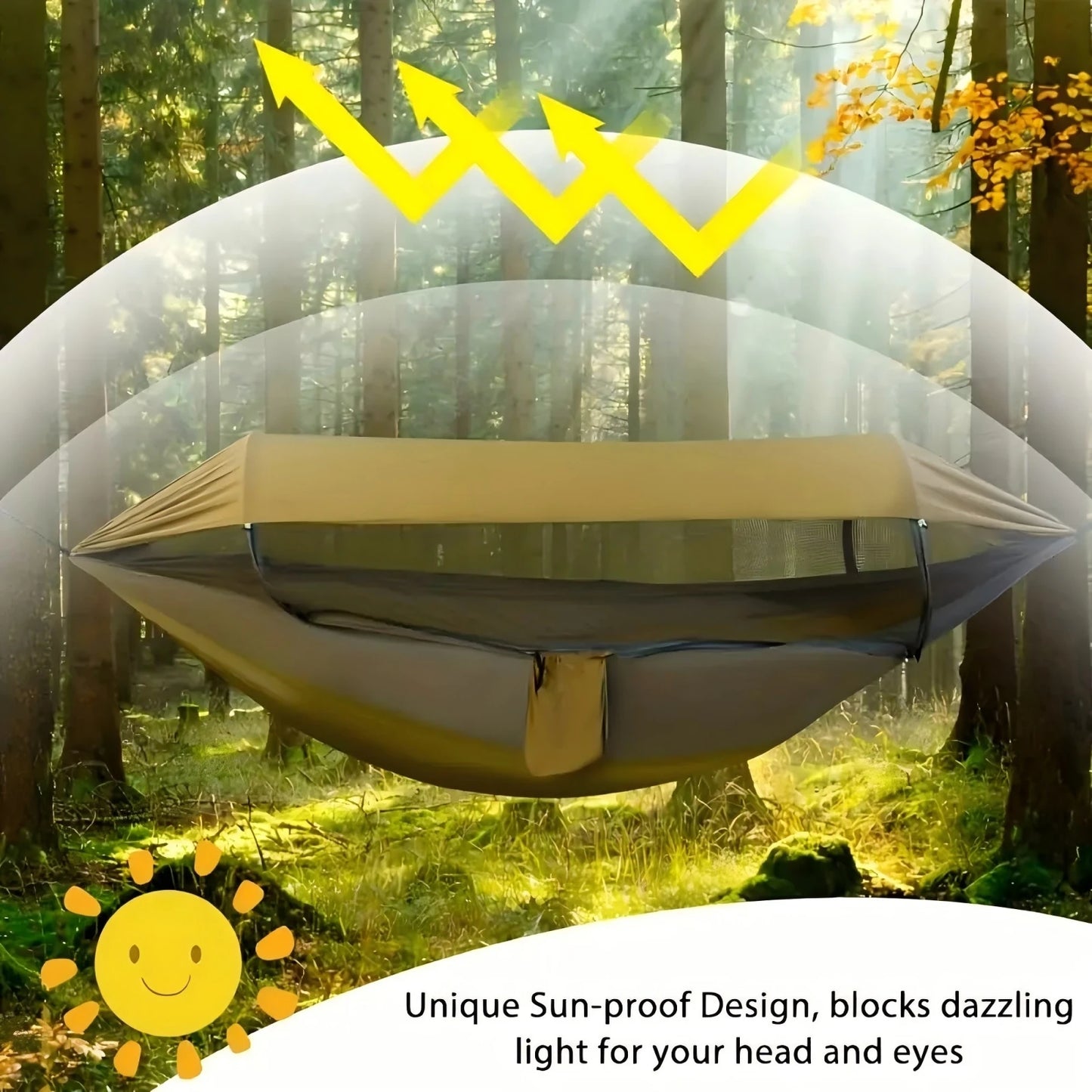 Portable Outdoor Camping Quick Open Mosquito Net Hammocks With Awning Travel Garden Sleeping Hanging Hammock Swing Nature Hike