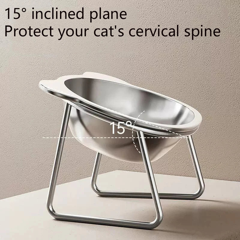 Tilted Cat Bowl Stainless Steel Cat Food Bowls with Metal Stand Food and Water Dish for Cats Kitten Puppies Feeders Cat Supplies - Quick and EZ Shop