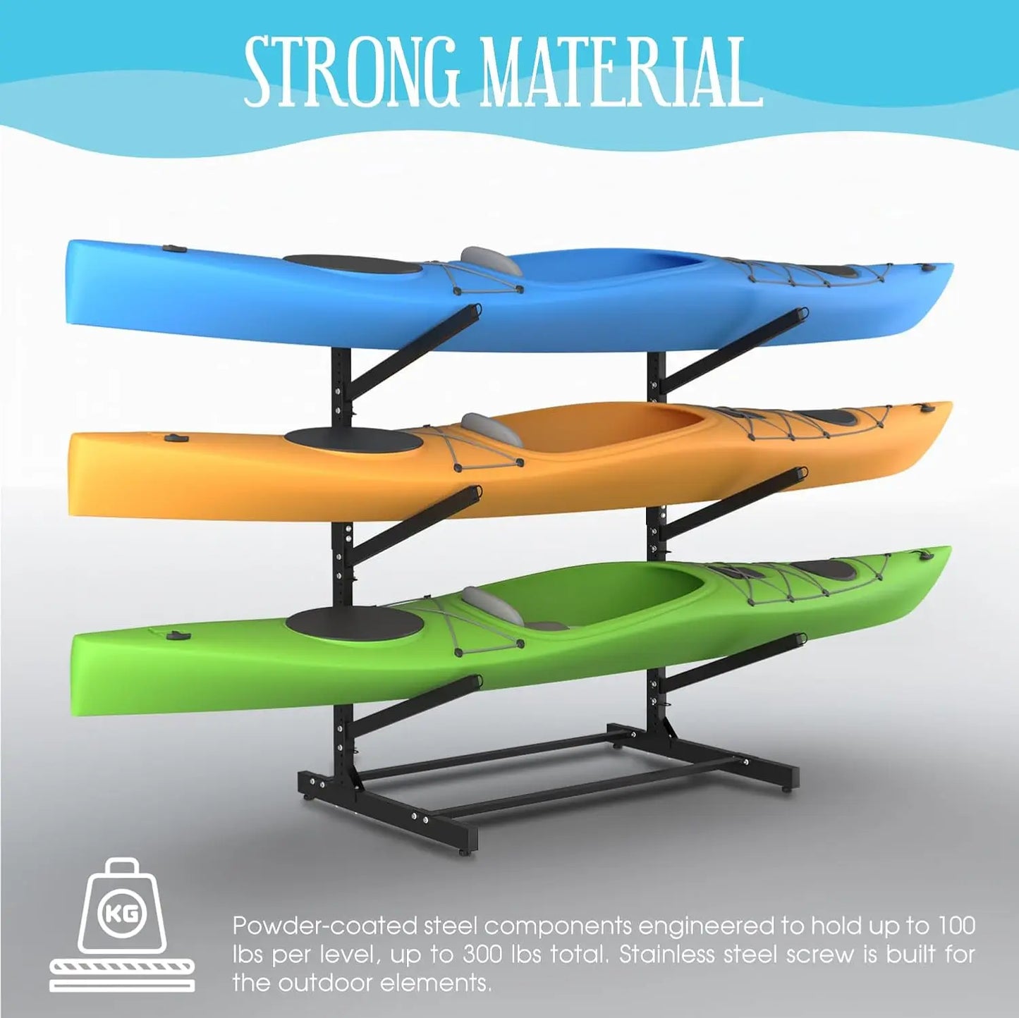 Adjustable Kayak Storage Ra, Freestanding Sup Storage Stand, Weatherproof Canoe Holder, Heavy Duty Paddleboard Braet, Surfboard