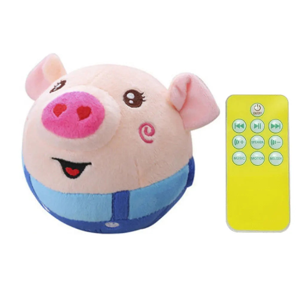 Cartoon Pig Active Moving Pet Plush Toy USB Rechargeable Interactive Dog Toys Talking Moving Dog Ball Toy