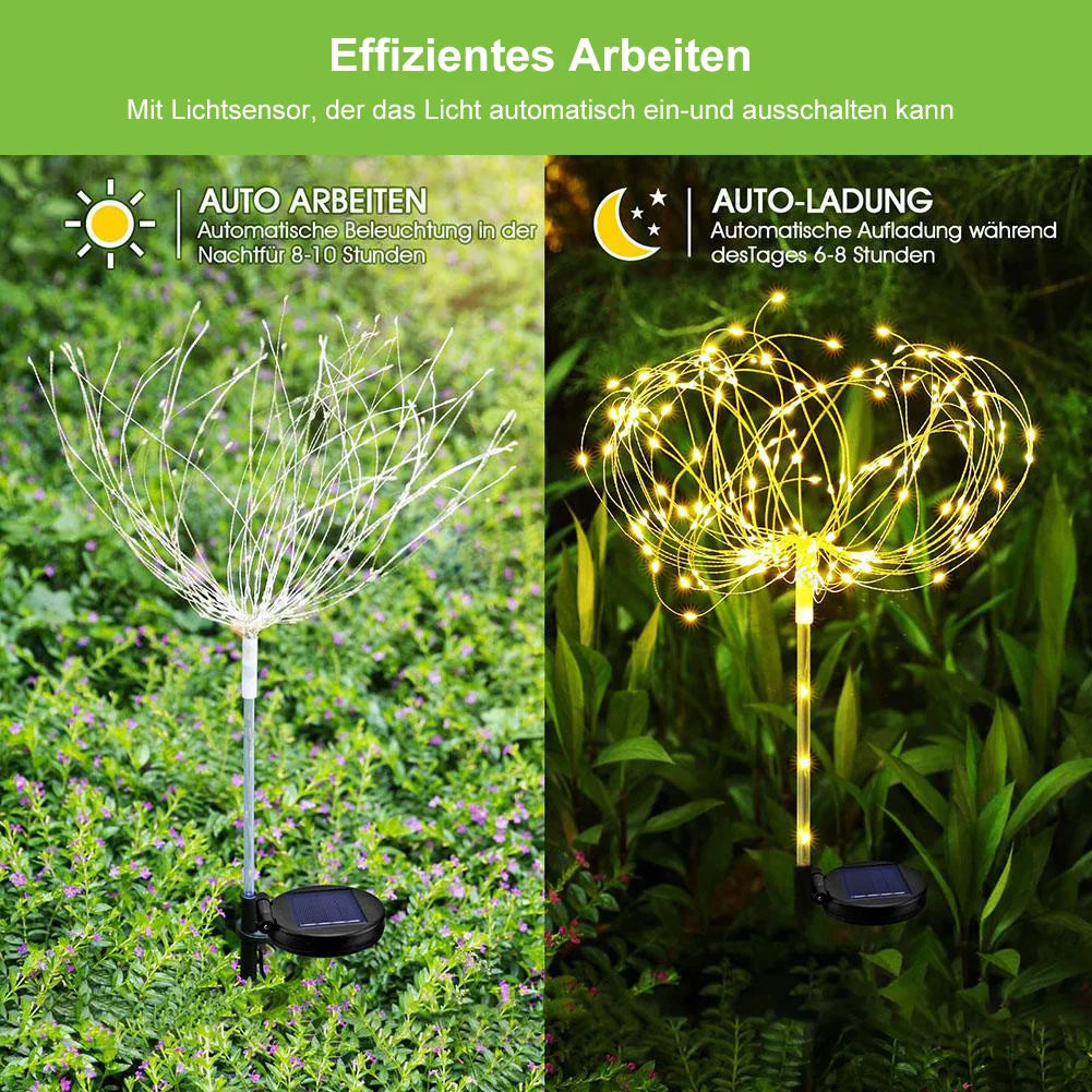 2Pcs LED Sparklers Firework Lamp Waterproof Garden Fairy Light Outdoor Solar Fairy Lights for Yard Garden Flowerbed Party Decor