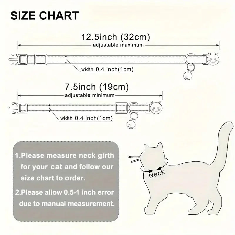 Personalized ID Tag Cat Collar with Bell Custom Collar Safety Breakaway Adjustable Nylon Engraving Small Kitten Necklace