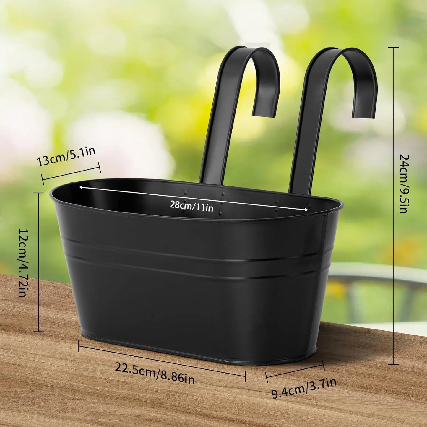 5 Pcs Iron Hanging Flower Pots 11 Inch Hanging Planters for Outdoor Plants Metal Hanging Bucket Pots Iron Railing Fence Planter - Quick and EZ Shop