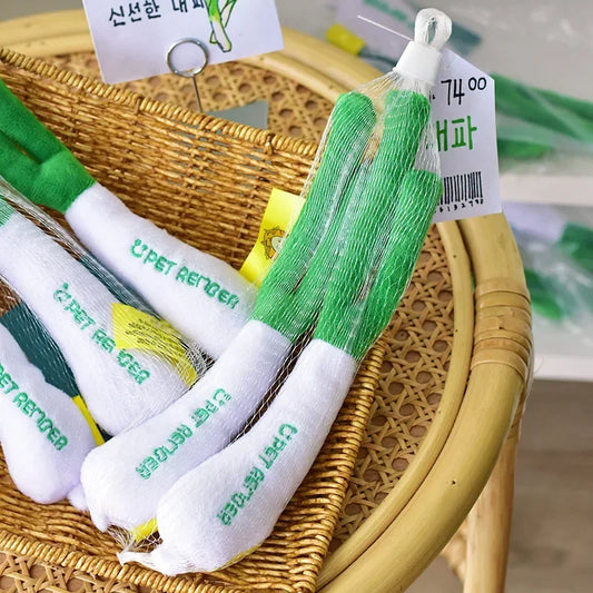 New Pet Toys Green Onion Dog Plush Squeak Cute Interactive Toys Dog Puzzle Toys Puppy Training Soft Companion Toy