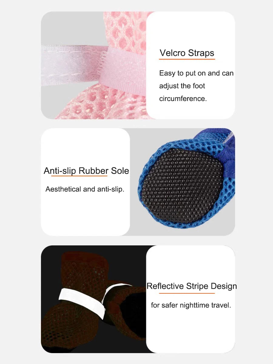 Dog Shoes for Summer Hot Pavement,Breathable Dog Boots for Small Medium Dogs,Comfortable Paw Protectors with Nonslip Rubber Sole