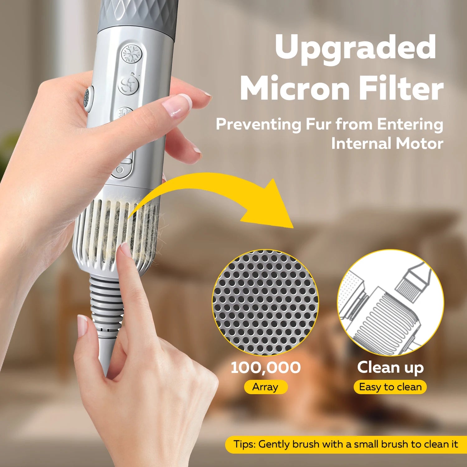 Portable Pet Hair Dryer Dog Grooming Blower -High Velocity Quiet Lightweight 1.2lbs with 3 Speeds for Home Travel Grooming - Quick and EZ Shop