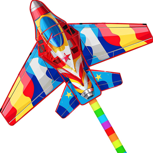 New Outdoor Fun Sport  Red Plane Kite Beginner Kites For Adults And Kids Come With String And Handle