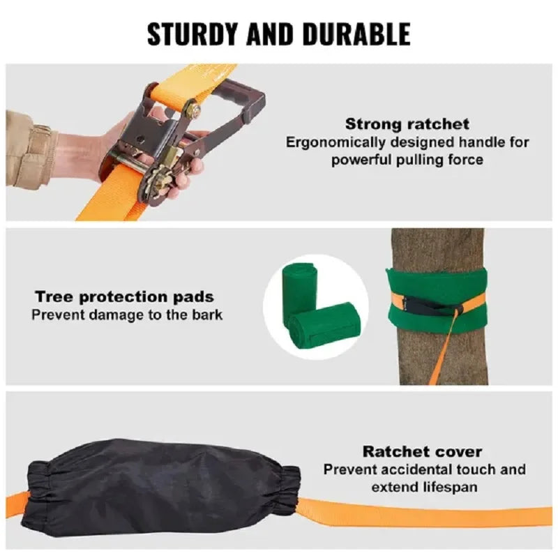 VEVOR Slackline Kit with Training Line, 60 ft Backyard Slack Line Equipment, Easy Setup Tight Rope for Kids Adults, Complete Sla