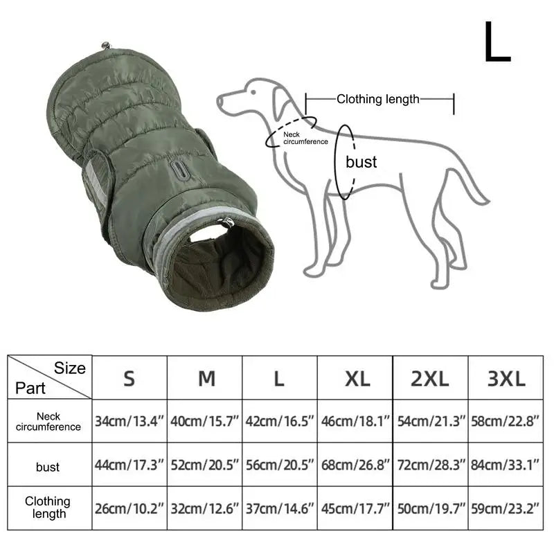 Winter Pet Warm Cotton Jacket Outdoor Thickened Waterproof Fleece Lined Dog Jacket Windproof Comfortable Reflective Dog Clothing