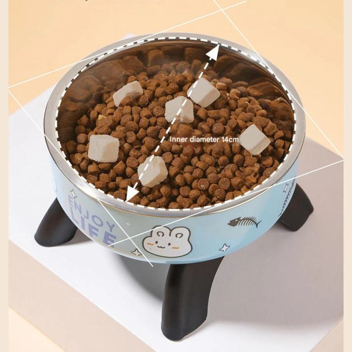 Non-Slip Elevated Pet Bowl for Puppies & Kittens, Anti-Tip Stainless Steel Dish with Neck Support, Ergonomic Design