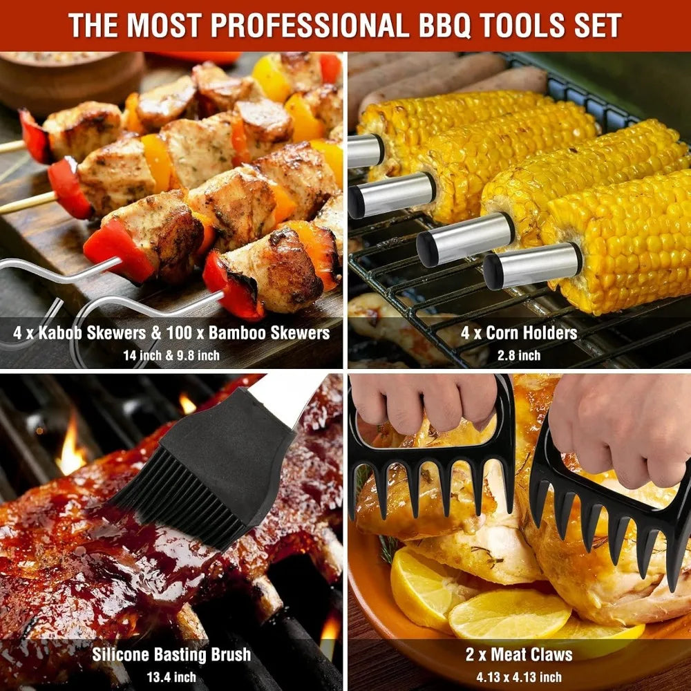 122PCS Men's BBQ Gift, Father's Day, Christmas, BBQ Set BBQ Grill Outdoor BBQ Blackstone
