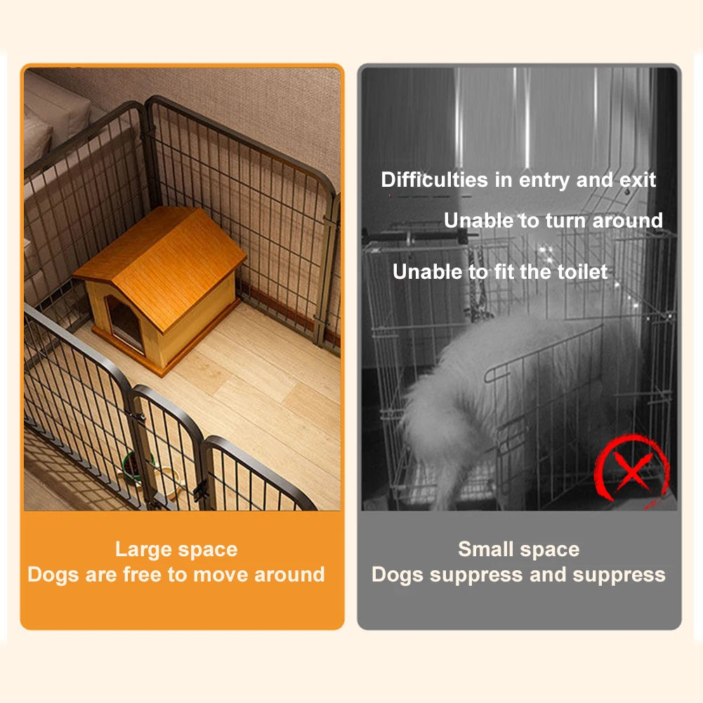 6 Panels Pet Playpen with Door Foldable Metal Barrier Playpen Heavy Duty Dog Exercise Fence for Dog Cat Rabbit Pet Exercise - Quick and EZ Shop