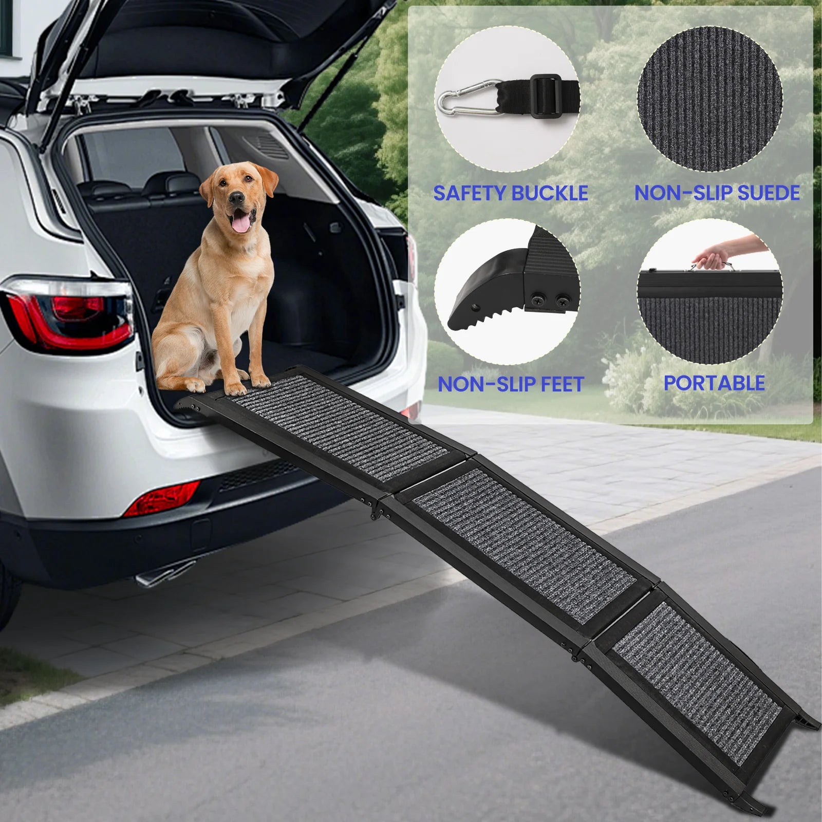 Folding Dog Ramp For Car, Pet Ramps For Large Dogs With Non-Slip Rug Surface Portable Dog Car Ramp For SUV Car & Truck, Outdoor - Quick and EZ Shop