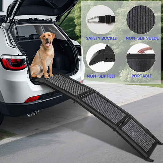 Folding Dog Ramp For Car, Pet Ramps For Large Dogs With Non-Slip Rug Surface Portable Dog Car Ramp For SUV Car & Truck, Outdoor - Quick and EZ Shop