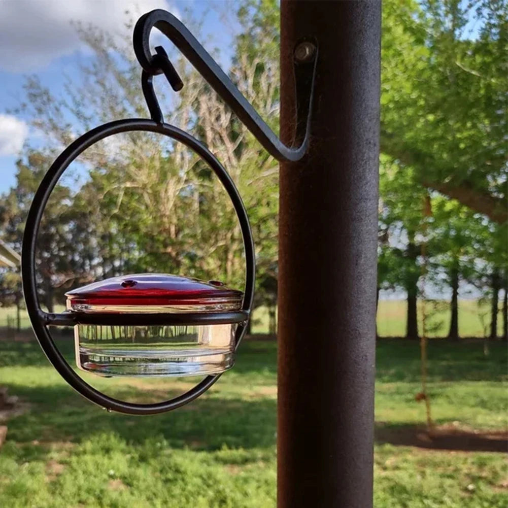 Hummingbird Drinker Feeder with Red Glass Bowl Outdoor Humming Bird Feeder Attract Birds for Outside Garden Backyard Patio Deck