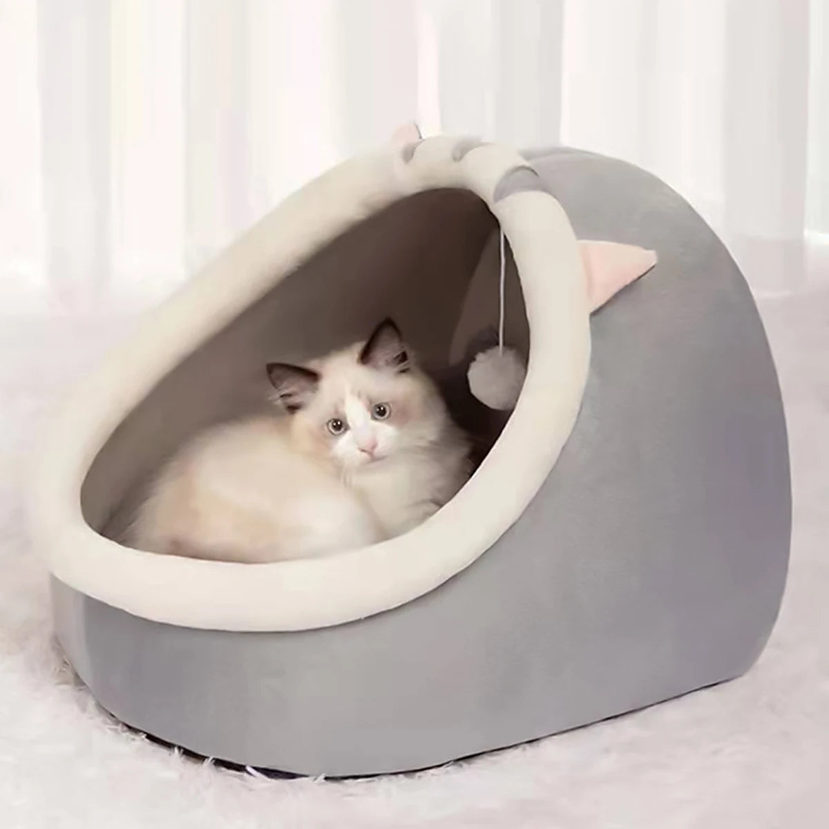 1PC Warm Winter Four Seasons Universal Semi-Closed Cute Comfortable Cat Nest Bed Warm Pet Nest - Quick and EZ Shop