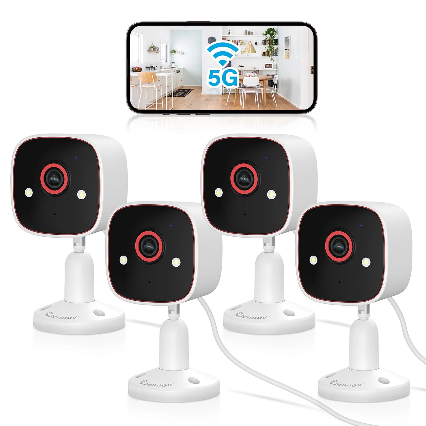 Jennov Outdoor Indoor Security Cameras 5Ghz 2.4Ghz 2K HD Wireless WiFi Pet Monitor Camera IP66