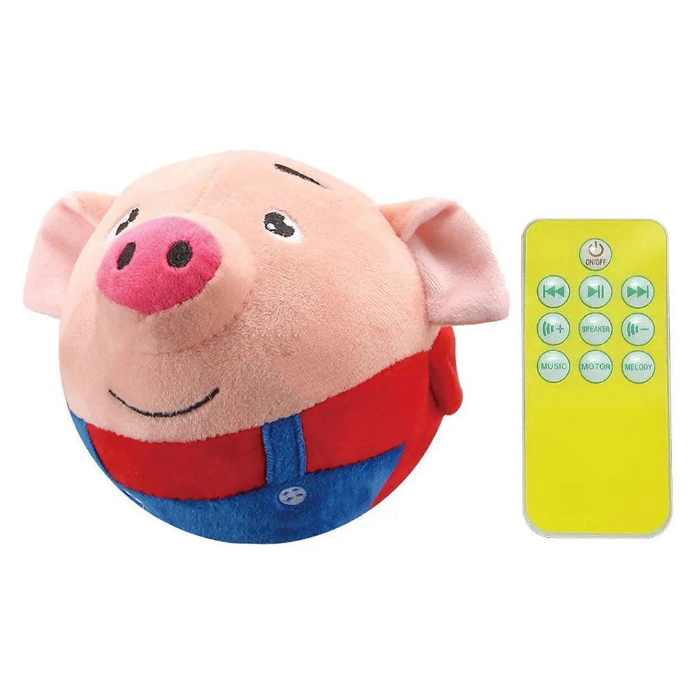 Cartoon Pig Active Moving Pet Plush Toy USB Rechargeable Interactive Dog Toys Talking Moving Dog Ball Toy
