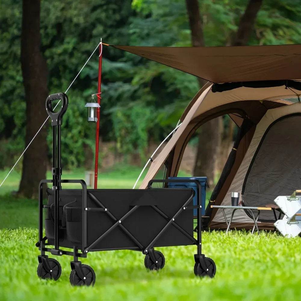 Outdoor Camping Handcart with Foldable Wheels: Portable Cargo Transport for Hiking, Camping, and Adventures – One-Hand Operation