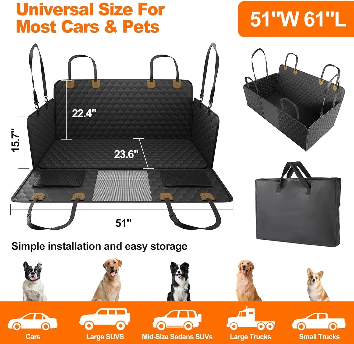 Waterproof Pet Travel Accessories Foldable Dog Car Seat  Car Pet Seat Safety Hammock Trunk Mat Car Rear Back Seat Protector - Quick and EZ Shop