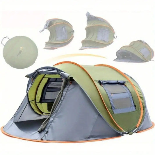 Camping Tent - 4-Person Easy Pop Up Tent with 2 Doors - UPF50+ Waterproof