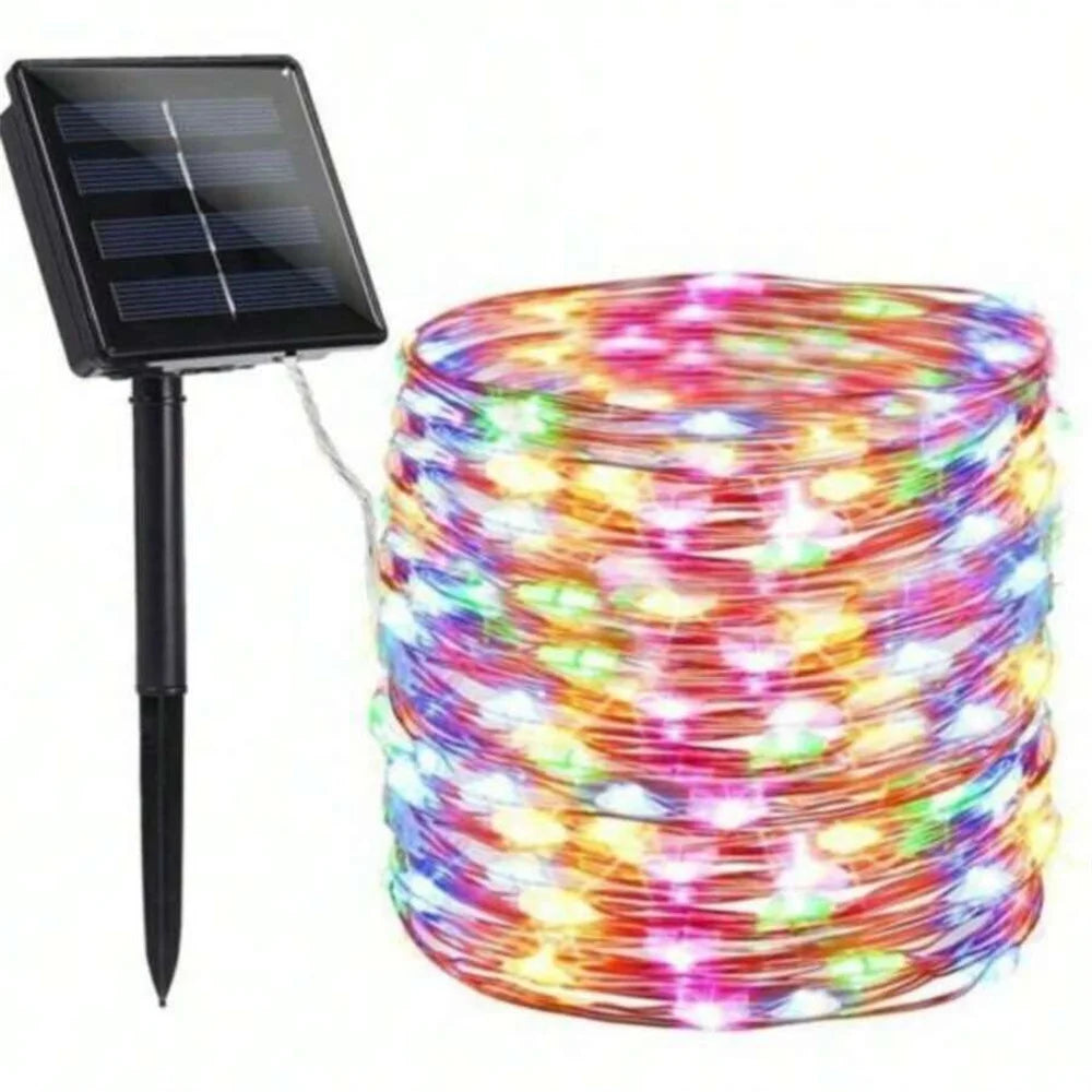1pc 50/100/200/300LED Solar Fairy Lights Outdoor, 8 Modes Copper Wire LED Light String,Holiday,Party,Garden Decoration Light
